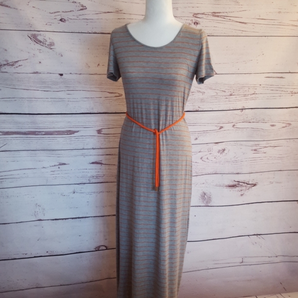 Calvin Klein grey/orange striped Maxi Dress - Picture 1 of 8